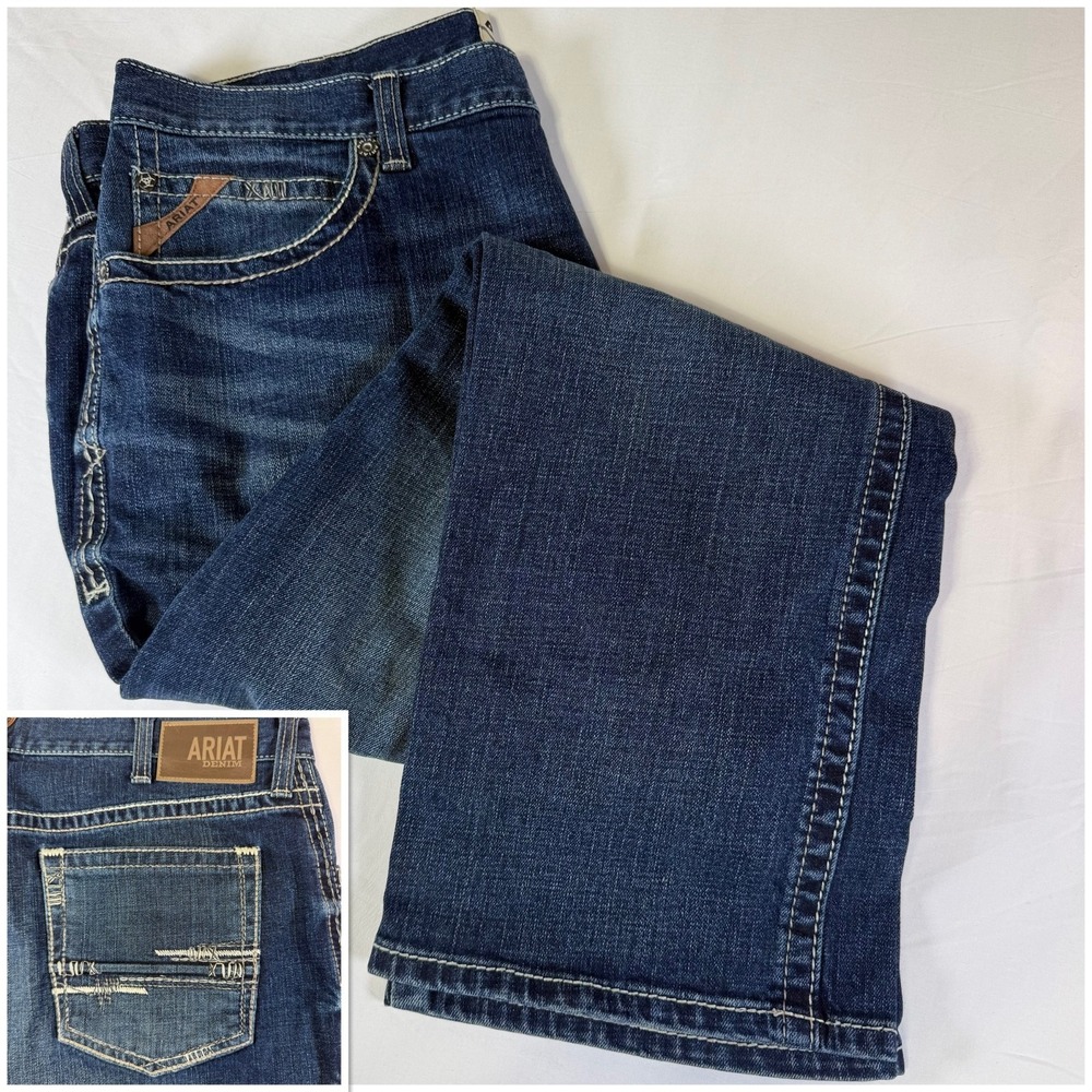Ariat M4 Bootcut Jeans Men's 40x32 Blue Medium Wash Adkins Turnout Relaxed Denim